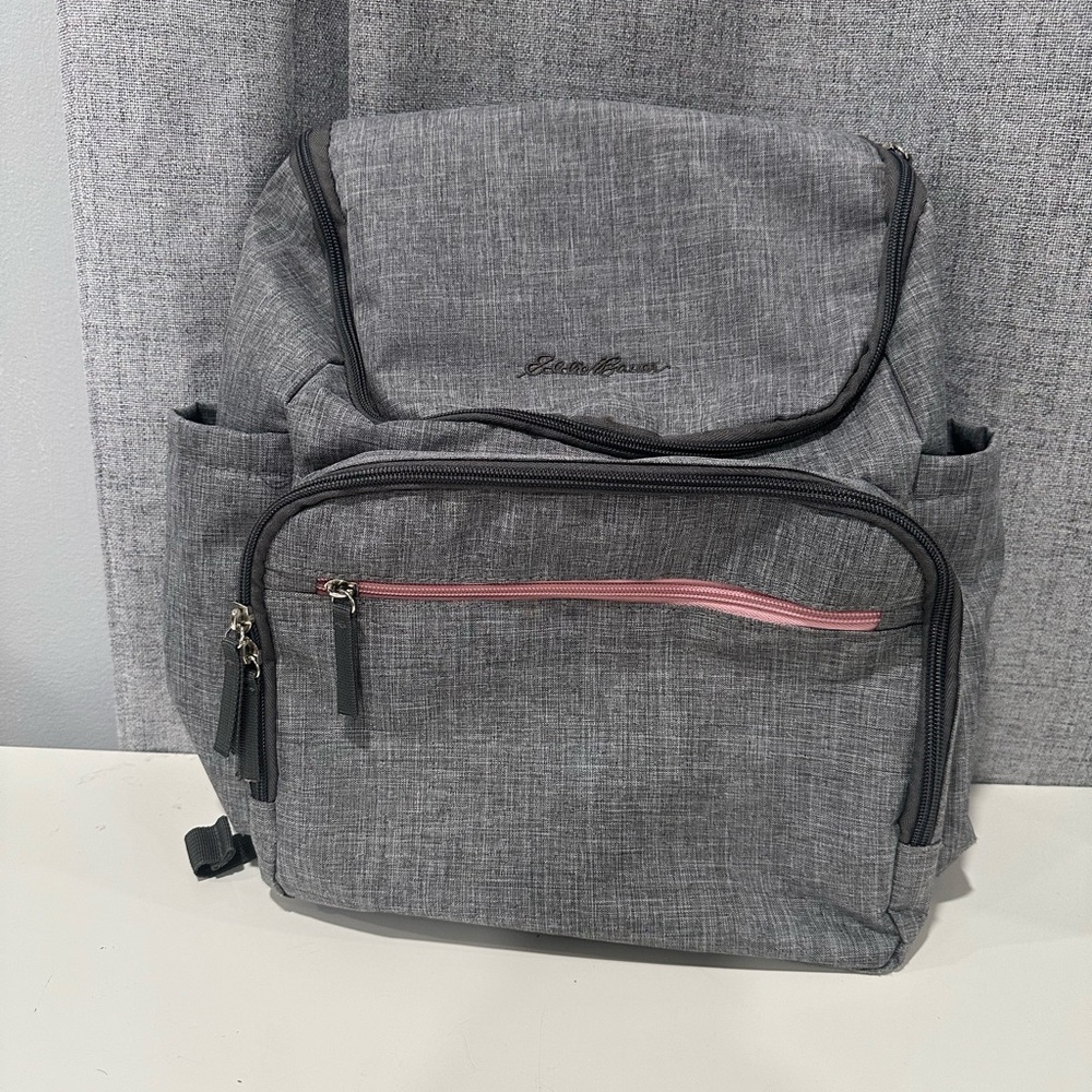 Eddie Bauer Highland gray diaper bag.